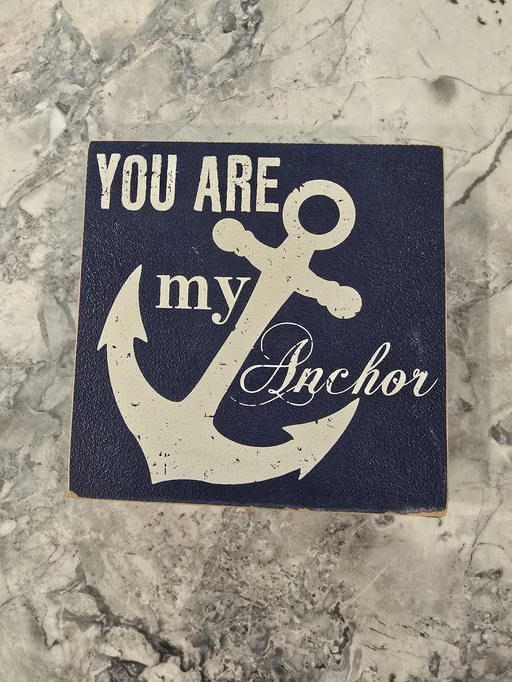 Navy Blue "You Are My Anchor" Coastal Wall Sign
